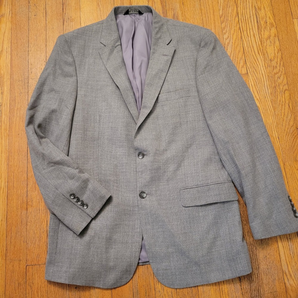 Jos A Bank 42R Blazer Gray Wool Hopsack Tailored Travelers Jacket Sport Coat